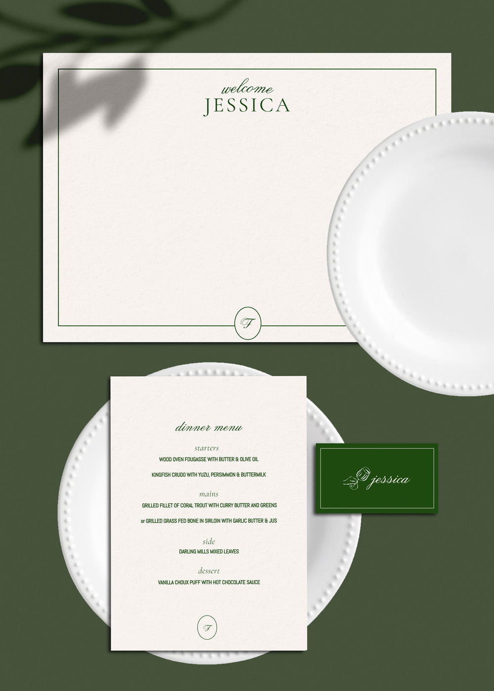 Menu & Place Card Editable Template - Brasserie