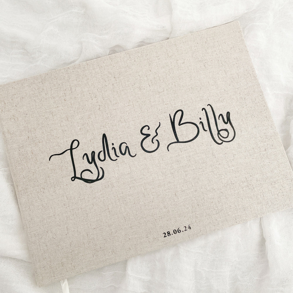 
                      
                        Darling Linen Wedding Guest Book - Vorfreude Stationery
                      
                    