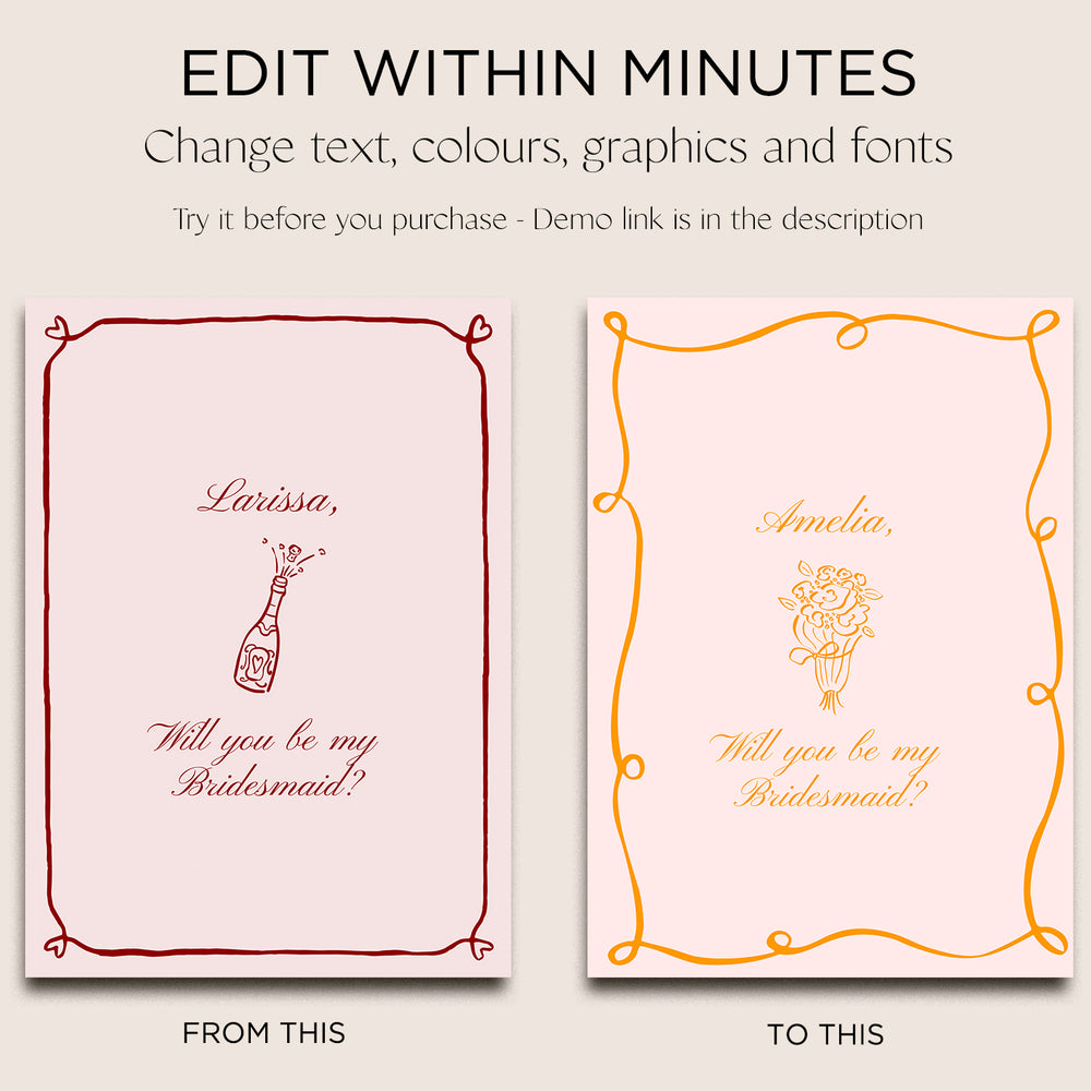 
                      
                        Beloved Bridesmaid Proposal Card Editable Template
                      
                    