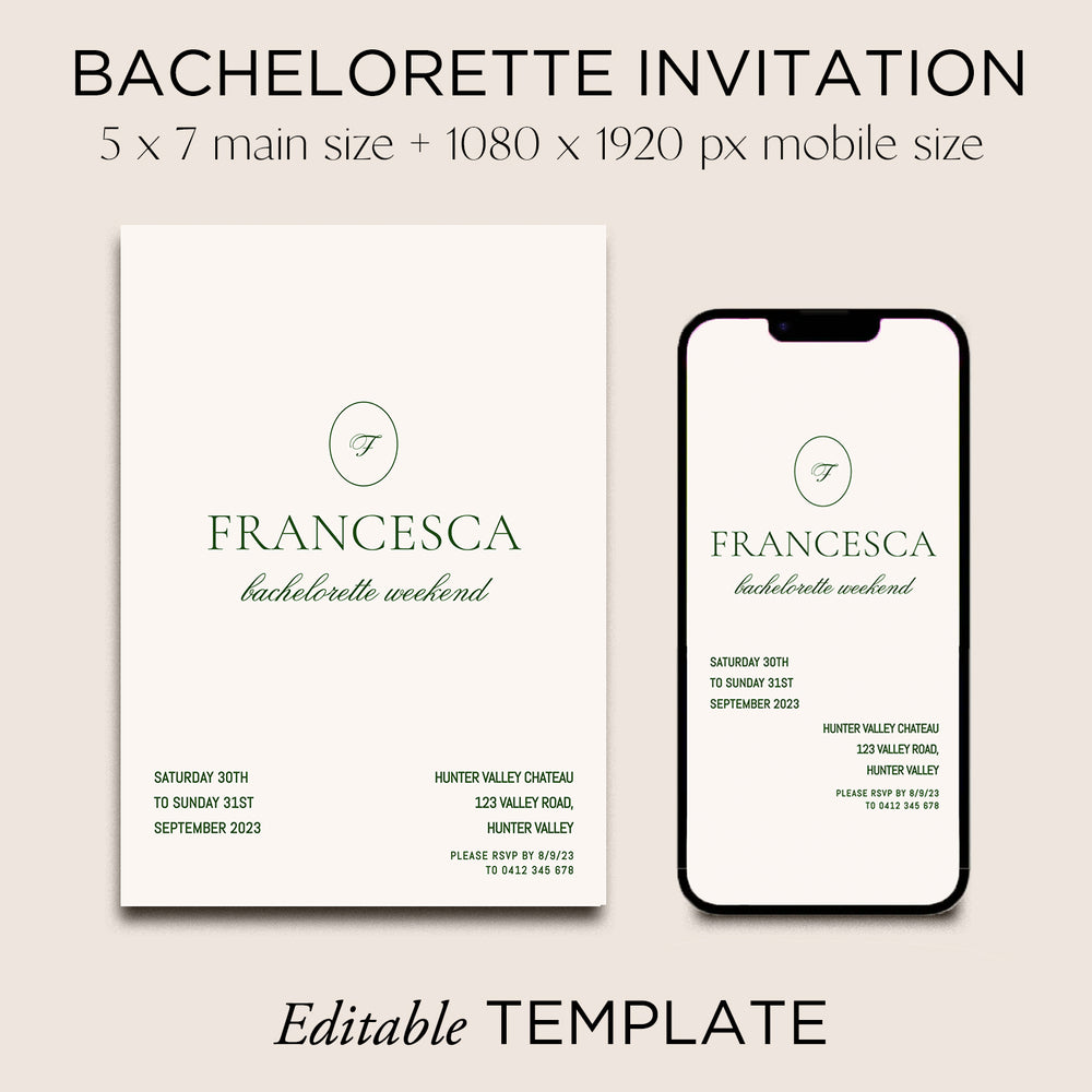 
                      
                        Hens Invitation Editable Template - Brasserie - Vorfreude Stationery
                      
                    