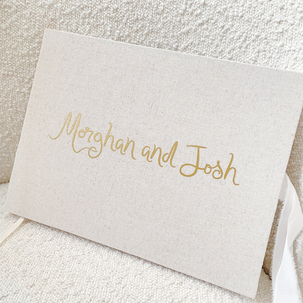 
                      
                        Darling Linen Wedding Guest Book - Vorfreude Stationery
                      
                    