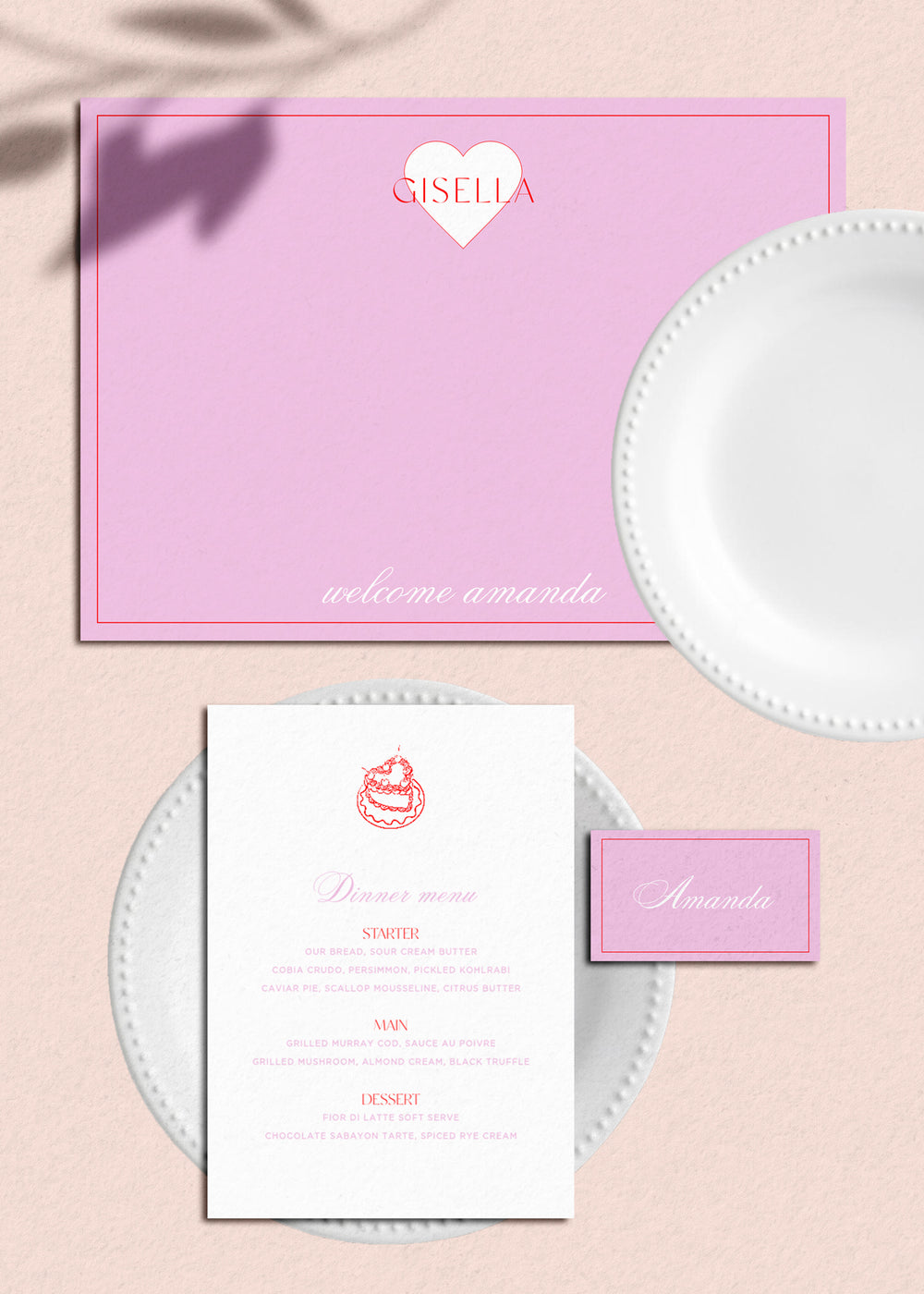 Menu & Place Card Editable Template - Sweethearts