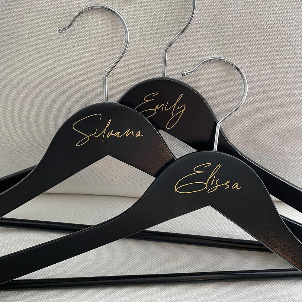 Personalised Black Dress/Coat Wedding Hanger - Vorfreude Stationery