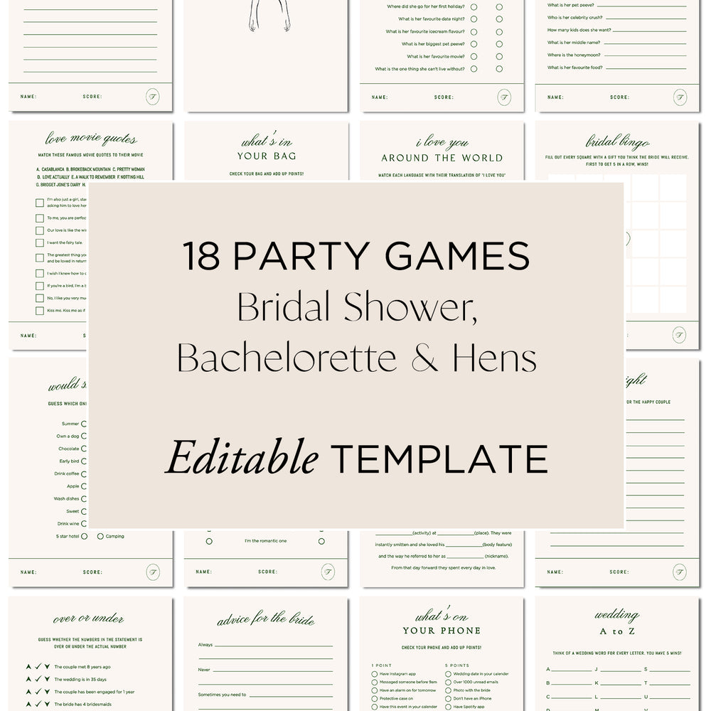 
                      
                        Hens Bachelorette Party Games Editable Template - Brasserie - Vorfreude Stationery
                      
                    
