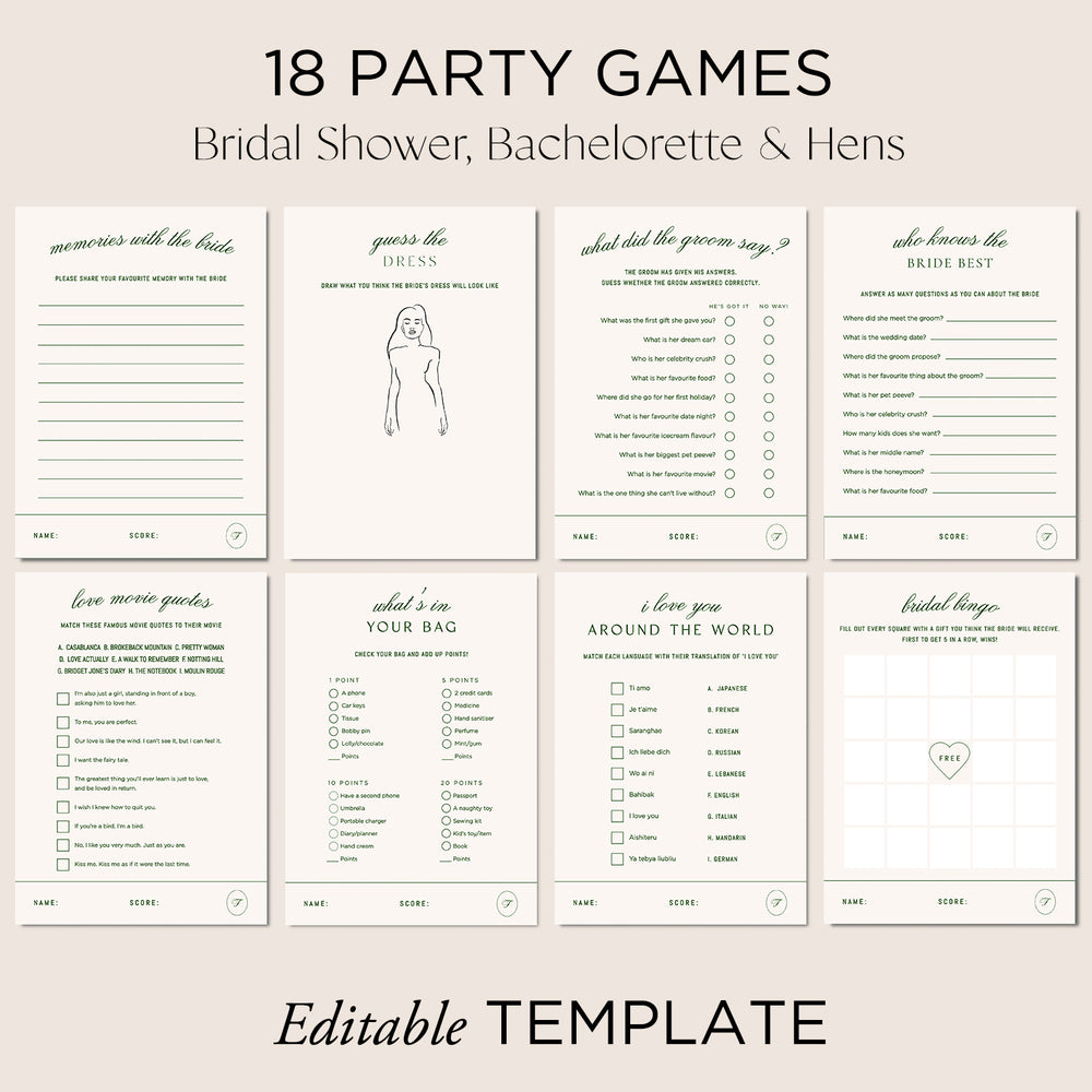 
                      
                        Hens Bachelorette Party Games Editable Template - Brasserie - Vorfreude Stationery
                      
                    