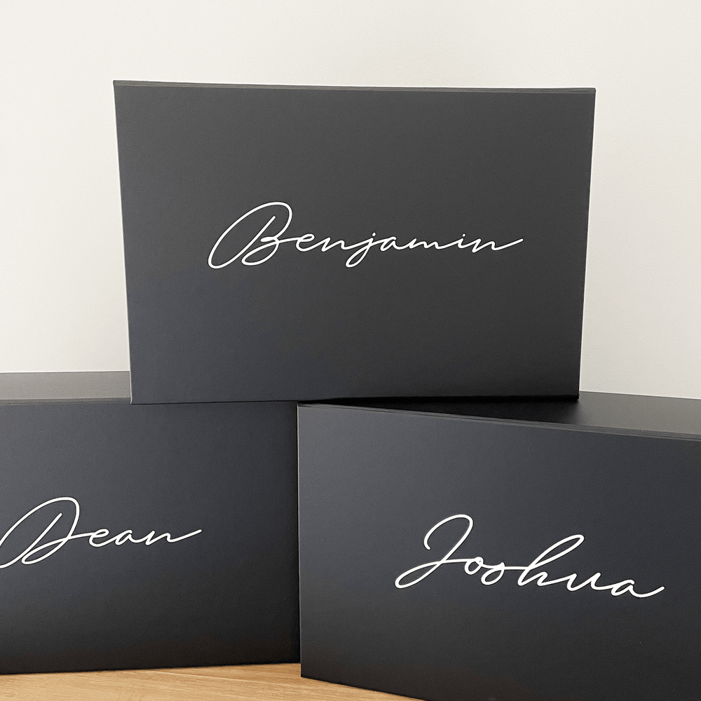 
                      
                        Personalised Groomsman Gift Box Black - Vorfreude Stationery
                      
                    